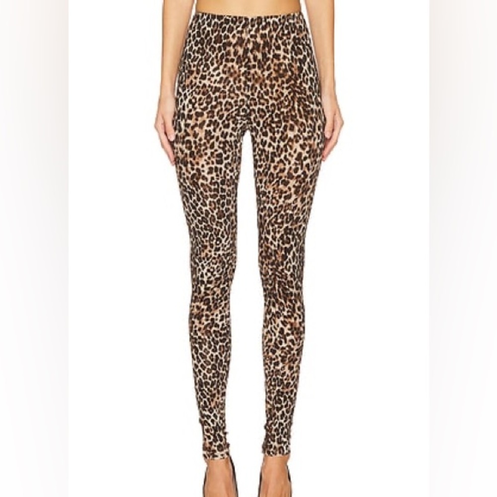 Enza Costa Leopard Cheetah Wild Jungle Cat Animal Print Tights Leggings Sz. XS